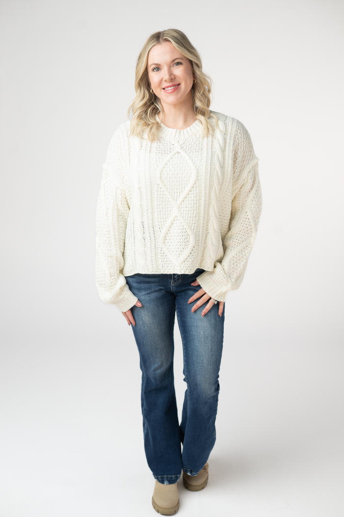 Cable Knit Sweater - Ivory by Michelle Mae