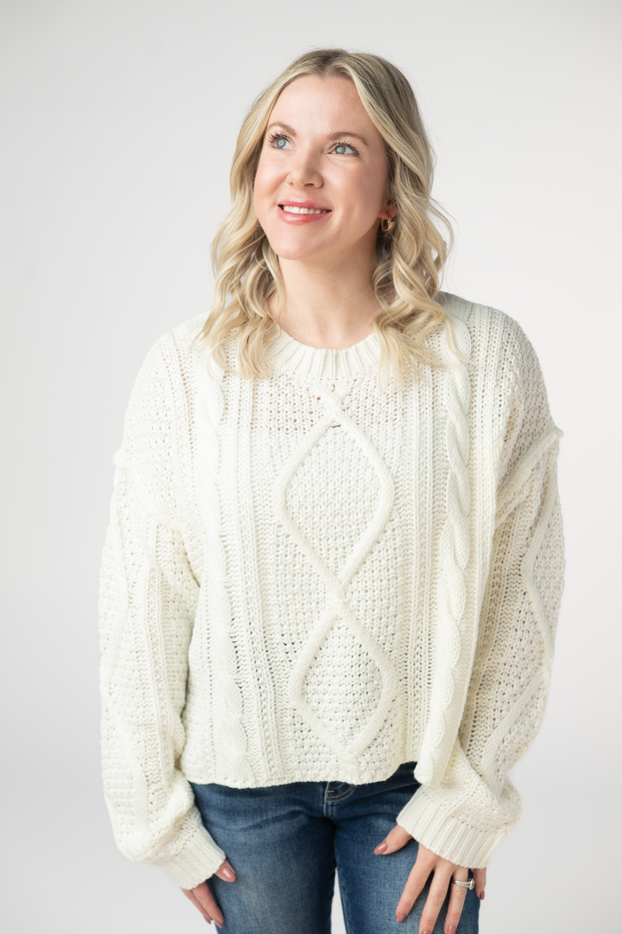 Cable Knit Sweater - Ivory by Michelle Mae