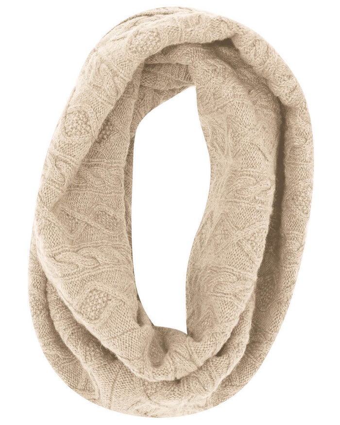 Cable Lambswool Snood  - Linen