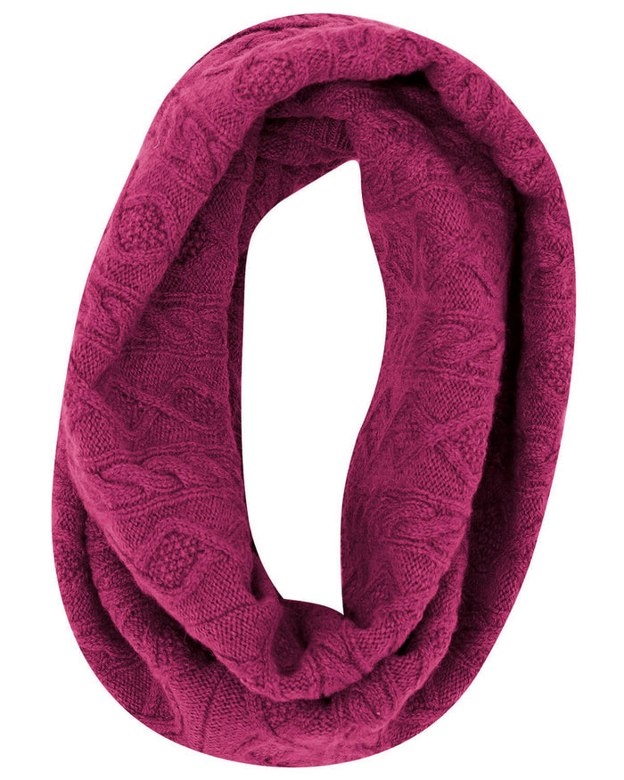 Cable Lambswool Snood  - Raspberry