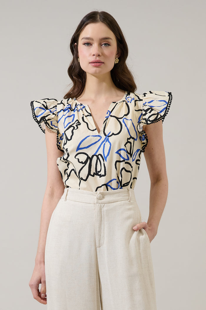 Carya Ruffle Poplin Top Tercy Floral
