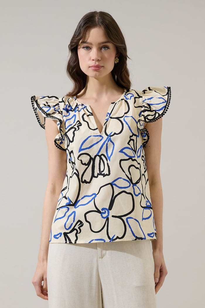 Carya Ruffle Poplin Top Tercy Floral