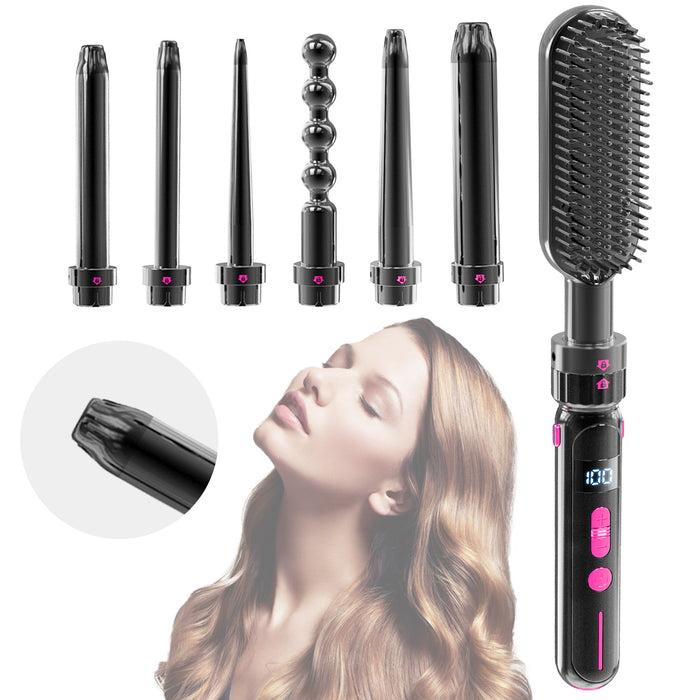 Ceramic hair curler feature view highlighting 30 adjustable temperature settings and a built-in anti-scald protection design.