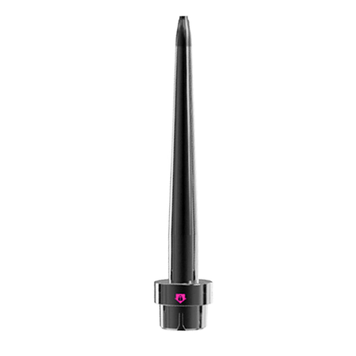 Black ceramic curling iron product view with a 110-220V rated voltage, 20-80W power range, and adjustable heat selection dial