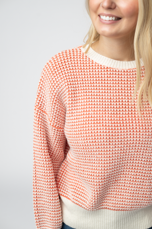 Charlotte Sweater - Orange and Ivory by Michelle Mae