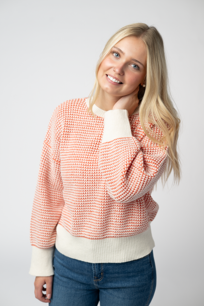 Charlotte Sweater - Orange and Ivory by Michelle Mae