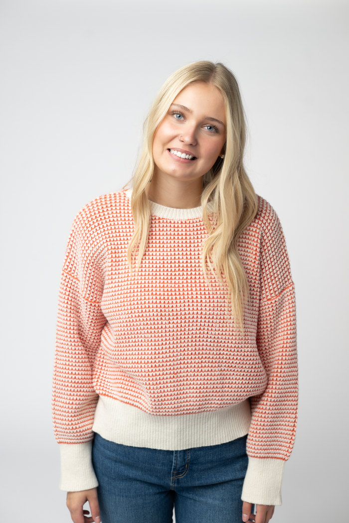 Charlotte Sweater - Orange and Ivory by Michelle Mae
