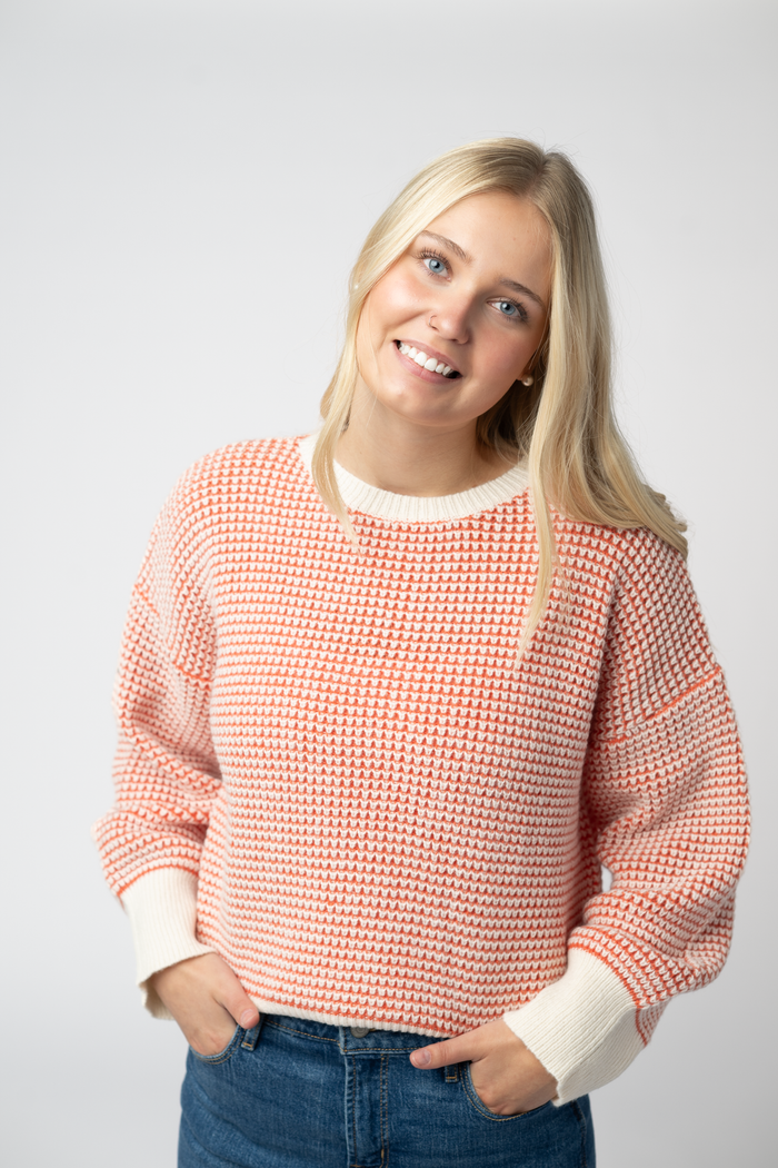Charlotte Sweater - Orange and Ivory by Michelle Mae
