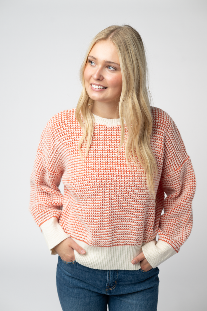 Charlotte Sweater - Orange and Ivory by Michelle Mae
