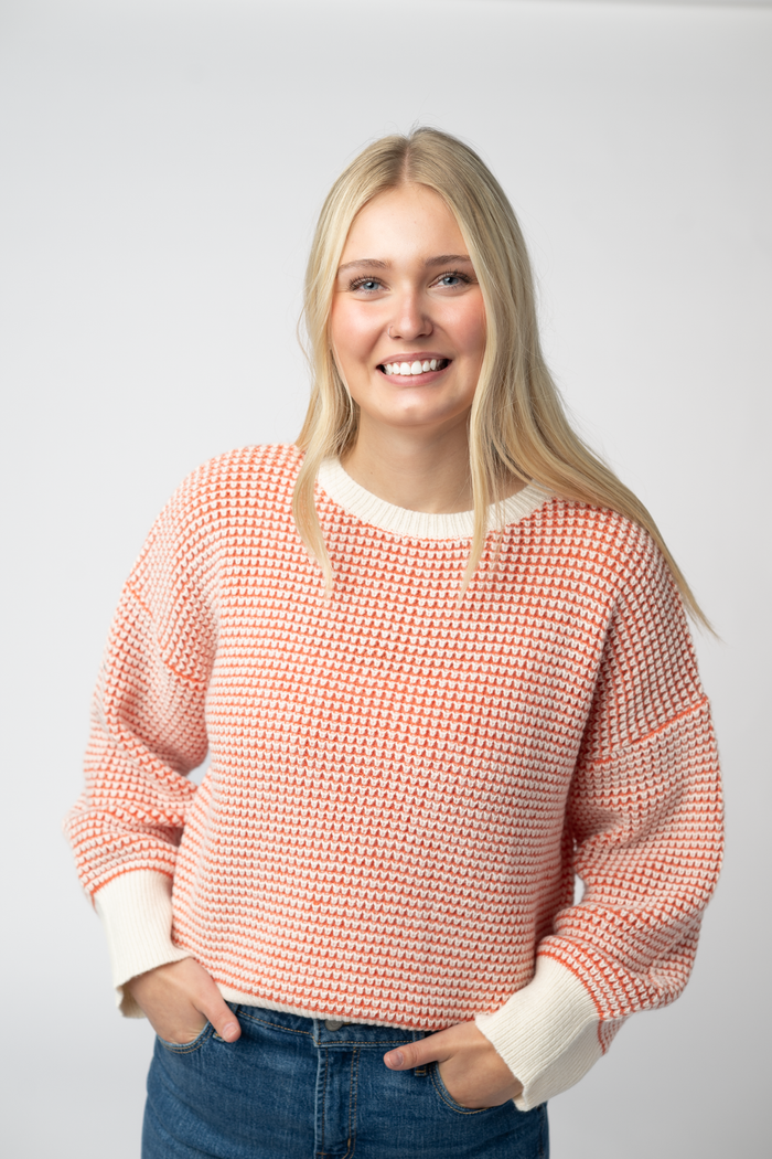 Charlotte Sweater - Orange and Ivory by Michelle Mae
