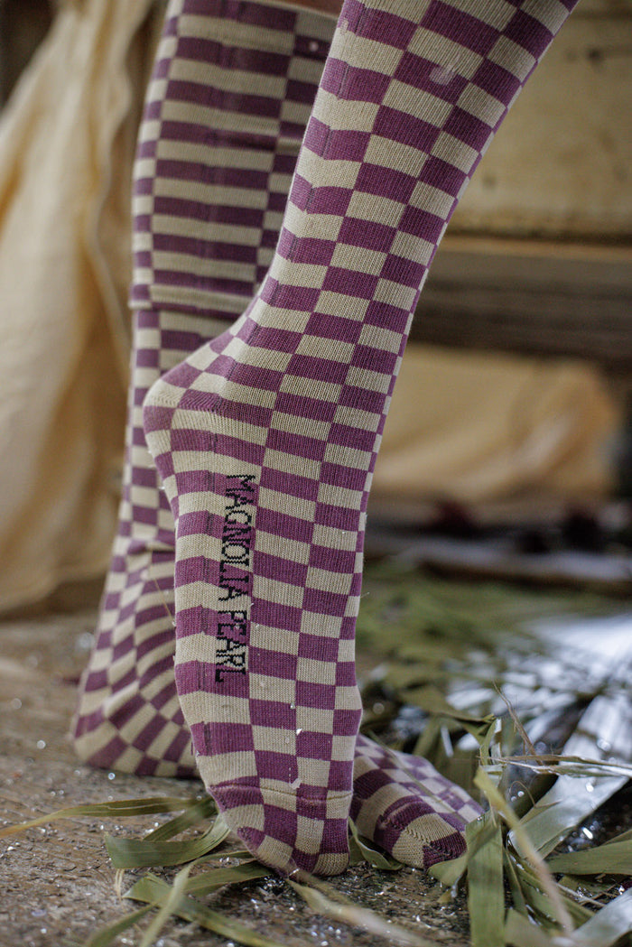 Checkered Over-the-Knee Socks