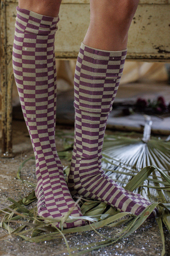 Checkered Over-the-Knee Socks