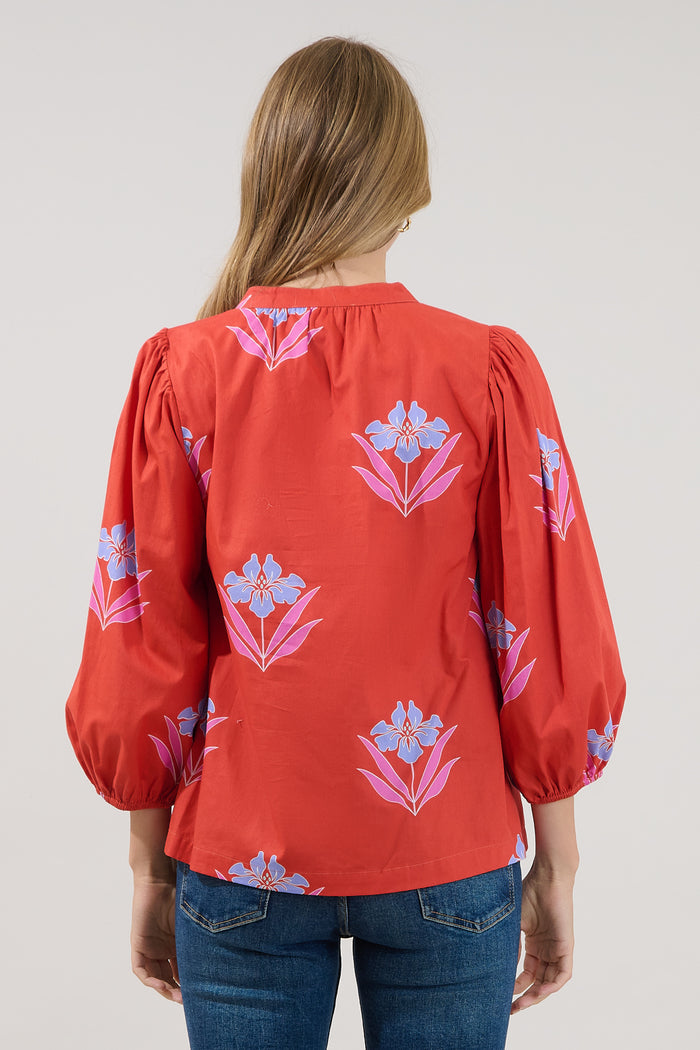 Cheney Split Neck Top Floral