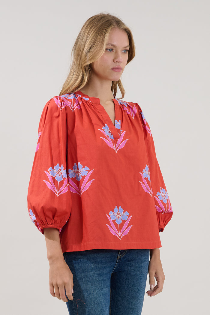 Cheney Split Neck Top Floral