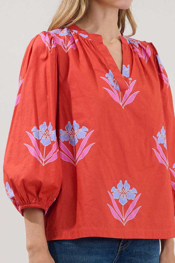 Cheney Split Neck Top Floral