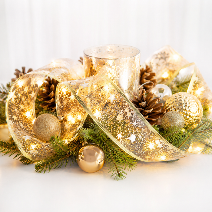 Christmas Ribbon Lights Bow for Gifts and Festive Decor