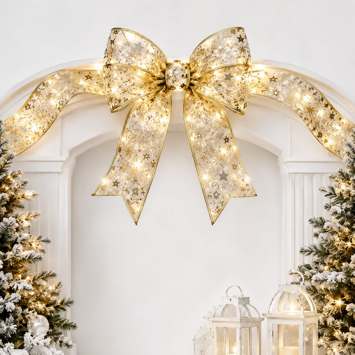 Christmas Ribbon Lights Bow for Gifts and Festive Decor