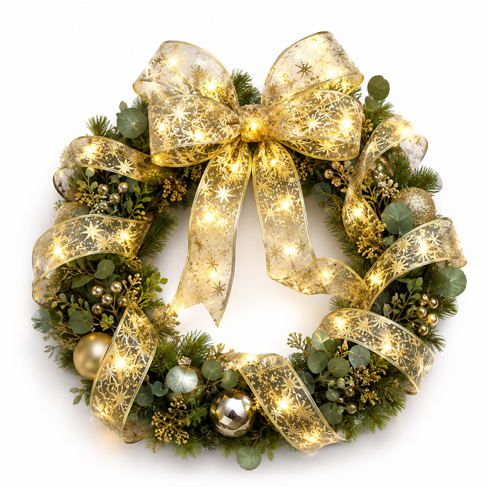 Christmas Ribbon Lights Bow for Gifts and Festive Decor