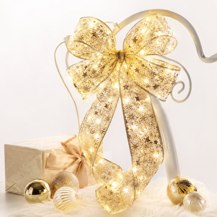 Christmas Ribbon Lights Bow for Gifts and Festive Decor