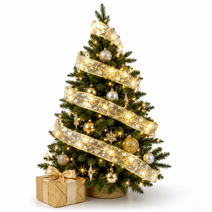 Christmas Ribbon Lights Bow for Gifts and Festive Decor