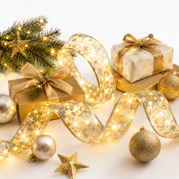 Christmas Ribbon Lights Bow for Gifts and Festive Decor