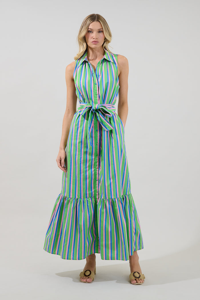 Cileah Collared Maxi Dress Stripe