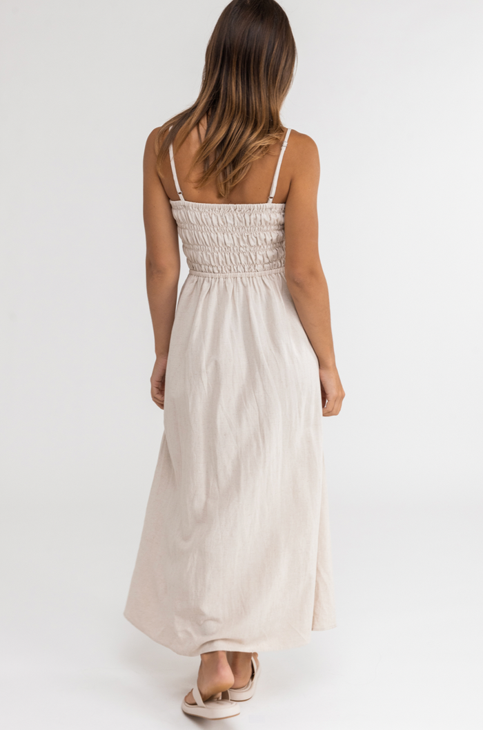 Classic Shirred Midi Dress