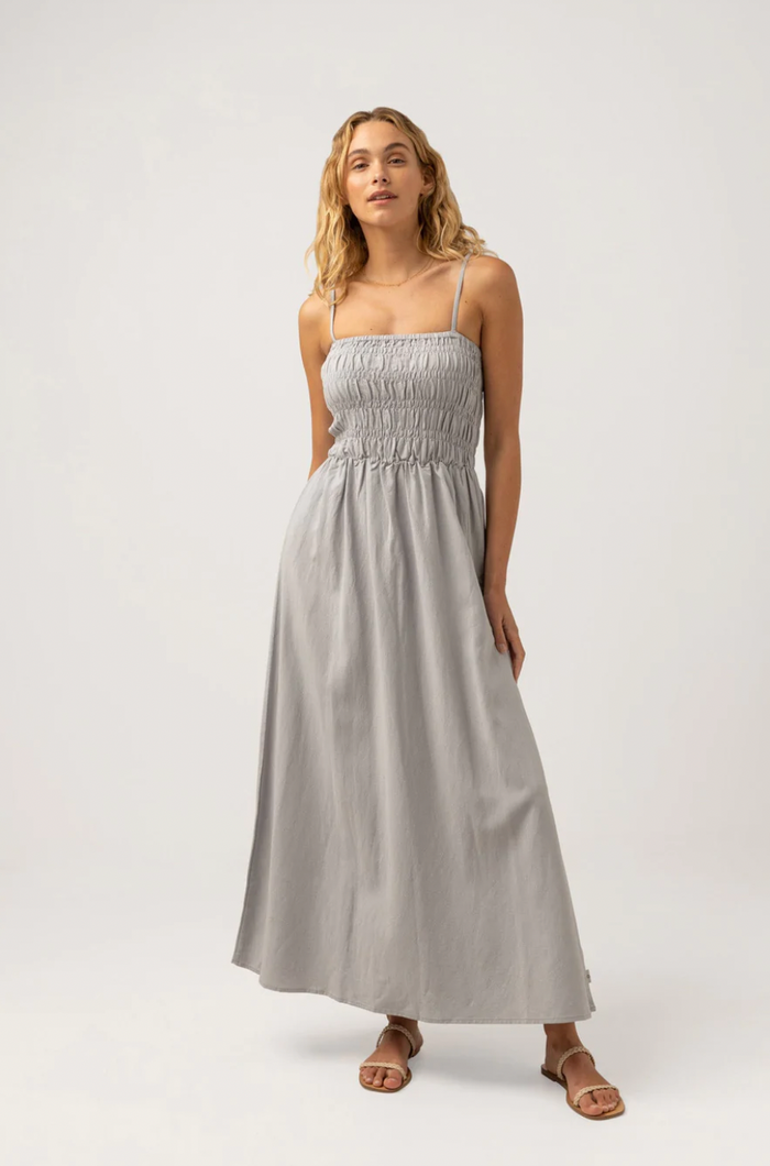 Classic Shirred Midi Dress