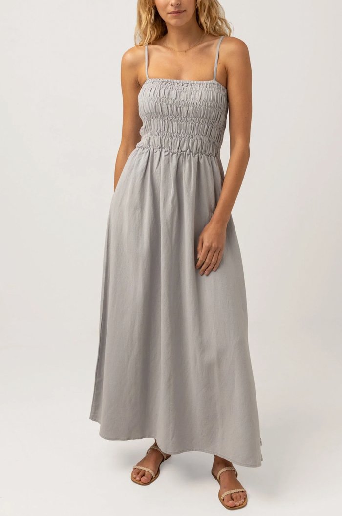 Classic Shirred Midi Dress