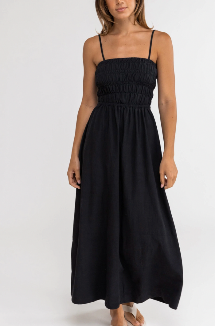 Classic Shirred Midi Dress