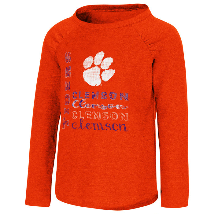 Clemson Toddler Girls Heart L/S Tee