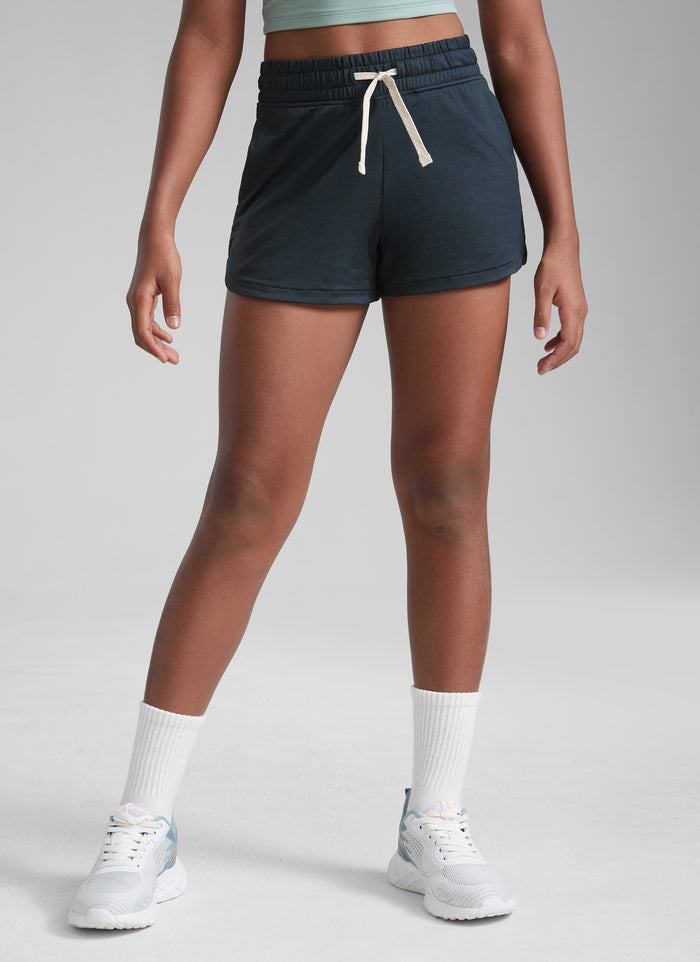 CRZ YOGA Girls Dolphin with Drawstring Pockets Sweat Shorts True Navy