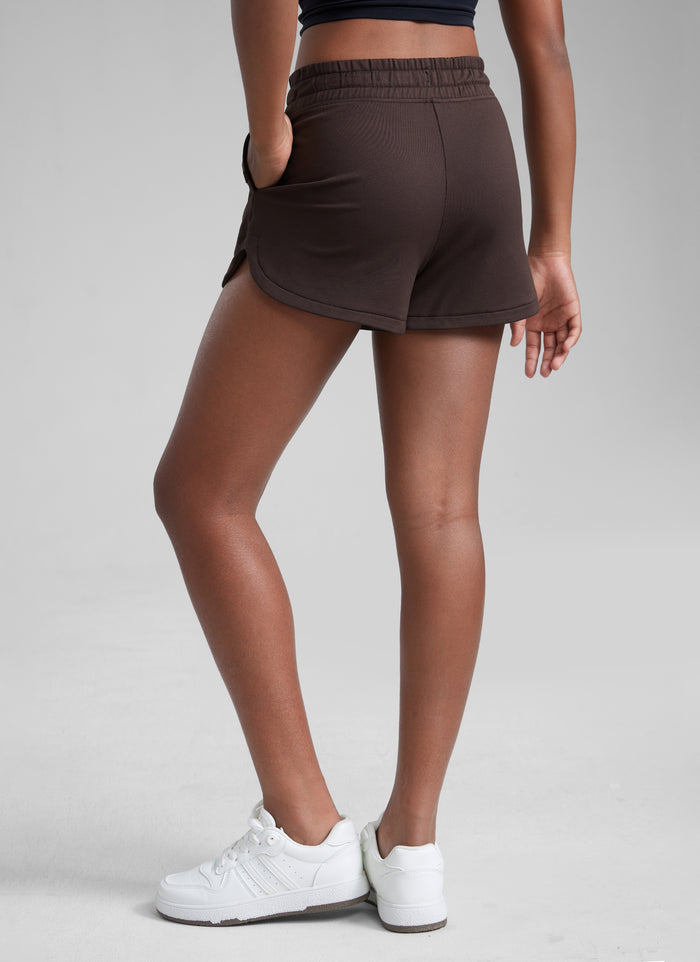 CRZ YOGA Girls Dolphin with Drawstring Pockets Sweat Shorts Hot Fudge Brown
