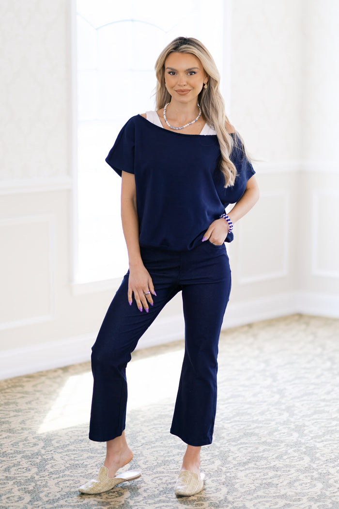 Comfy Chic Top in Navy by Rae Mode