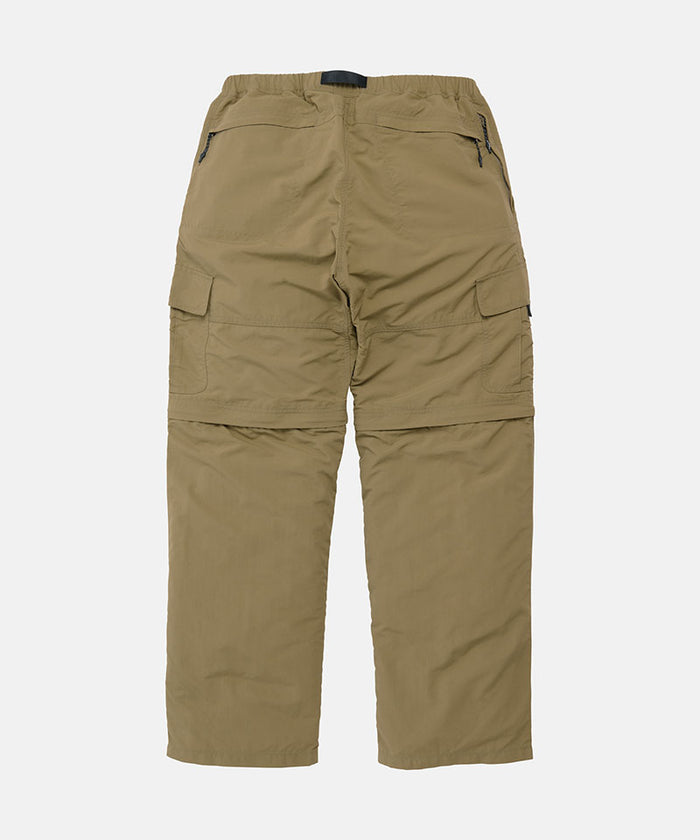 Back view of khaki Gramicci Convertible Cargo Pants on a light-tone background.