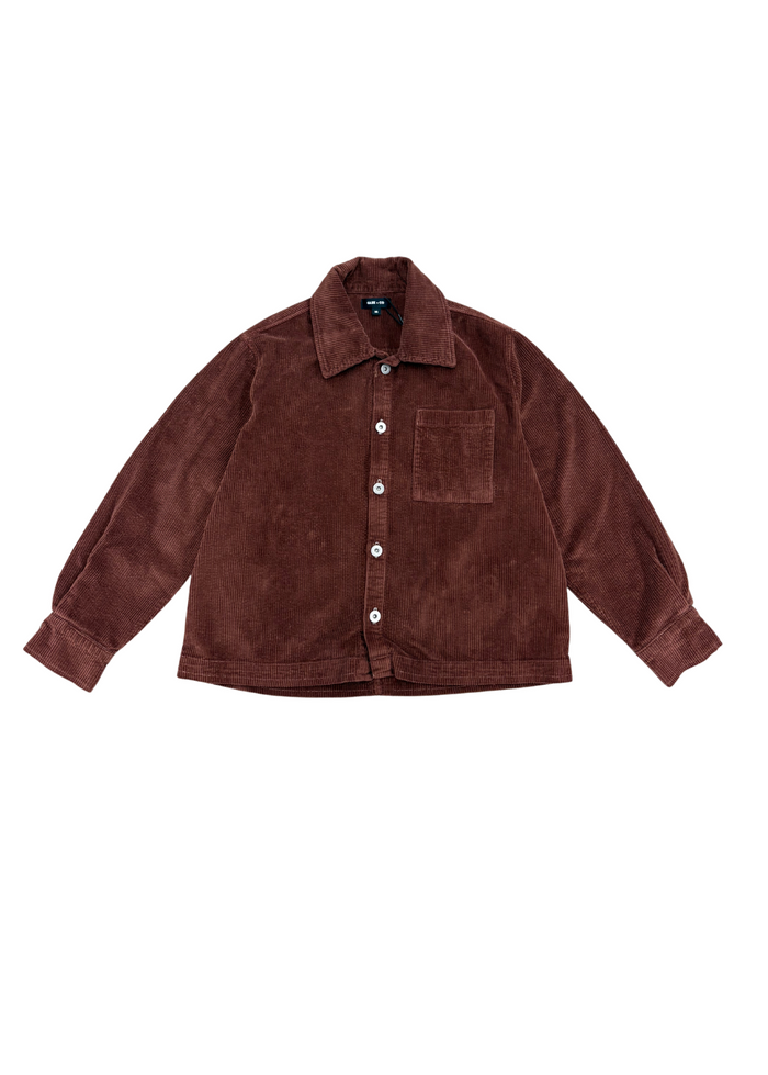 Brown corduroy jacket on a white background