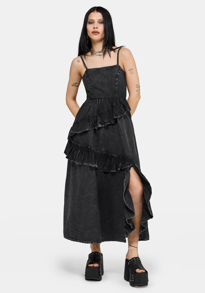Corvina Fitted Bodice Waterfall Tiered Midaxi Dress UK 6