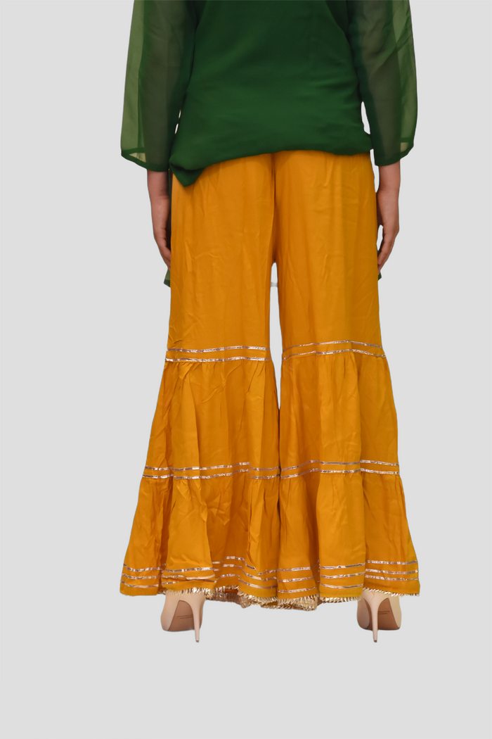 Cotton Silk Fire Yellow Sharara pants