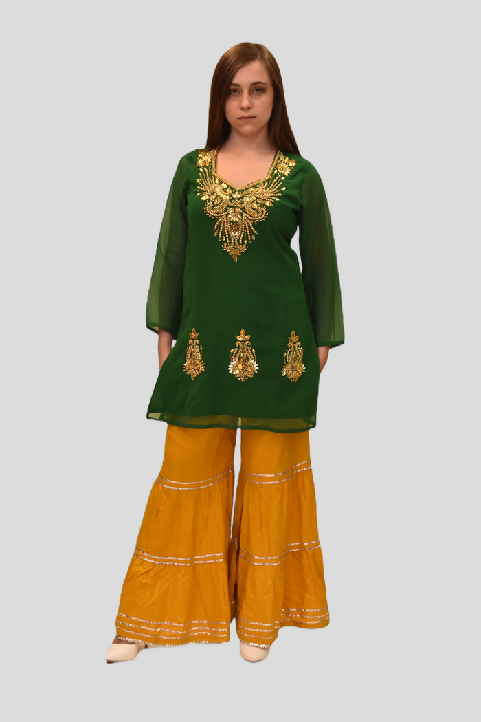 Cotton Silk Fire Yellow Sharara pants