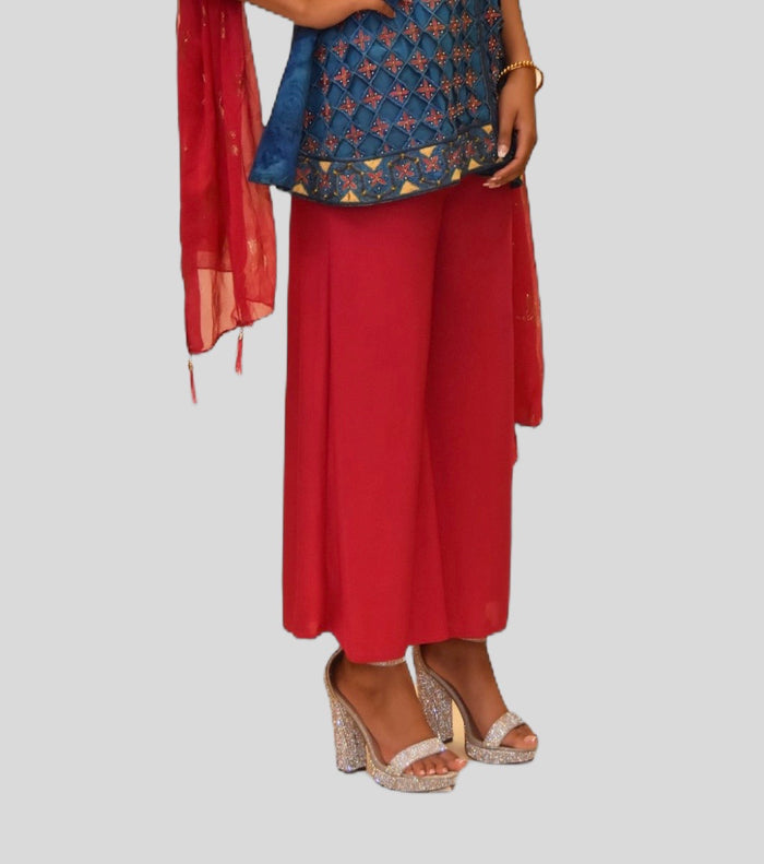 Cotton Silk Wild Berry Pink Palazzo pants