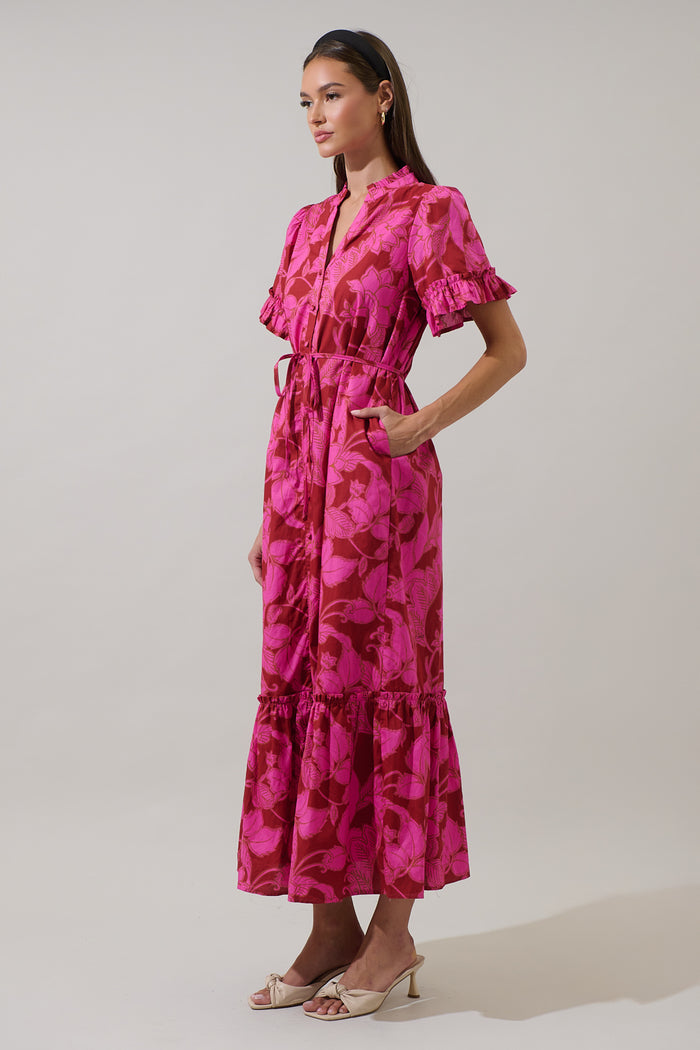 Craney Floral Alna Button Up Midi Dress