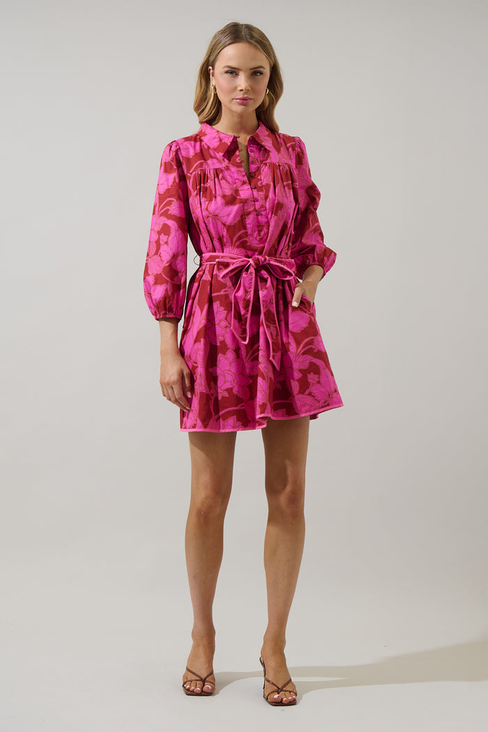 Craney Floral Ravan Collared Mini Dress