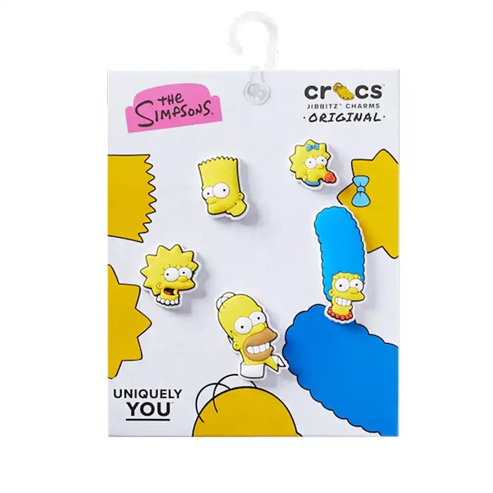 Packaged Crocs charms featuring characters from 'The Simpsons'