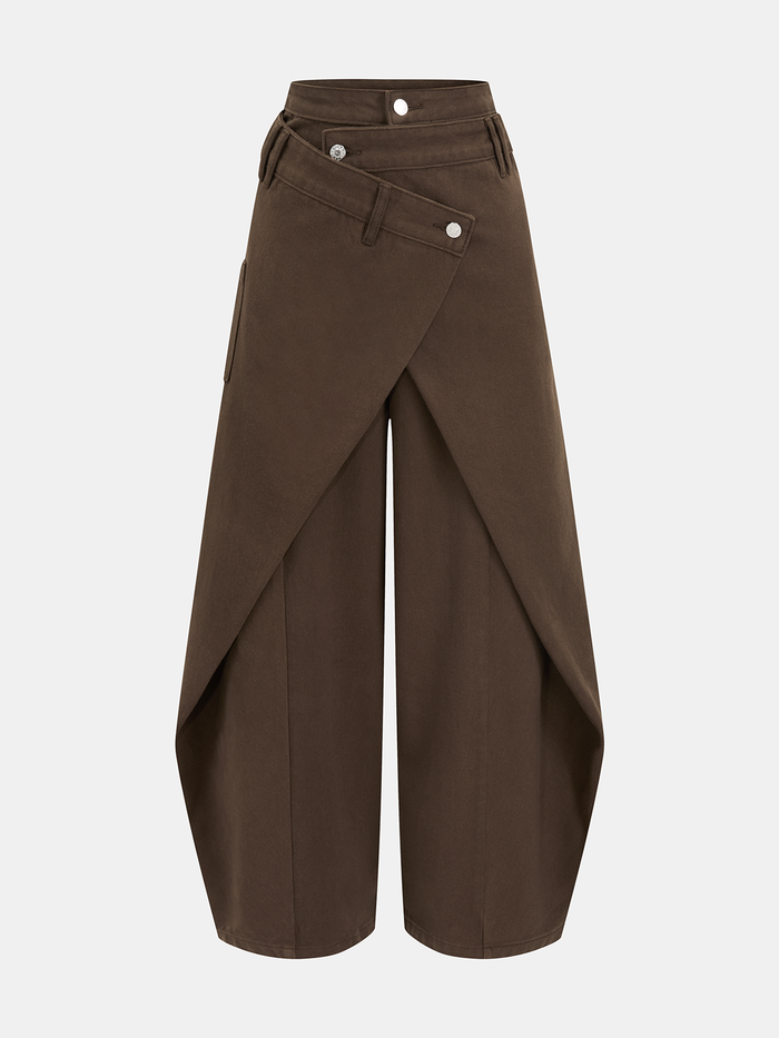Cross-Front Wide-Leg Jeans