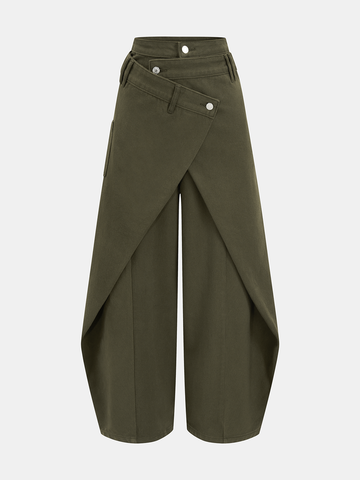Cross-Front Wide-Leg Jeans