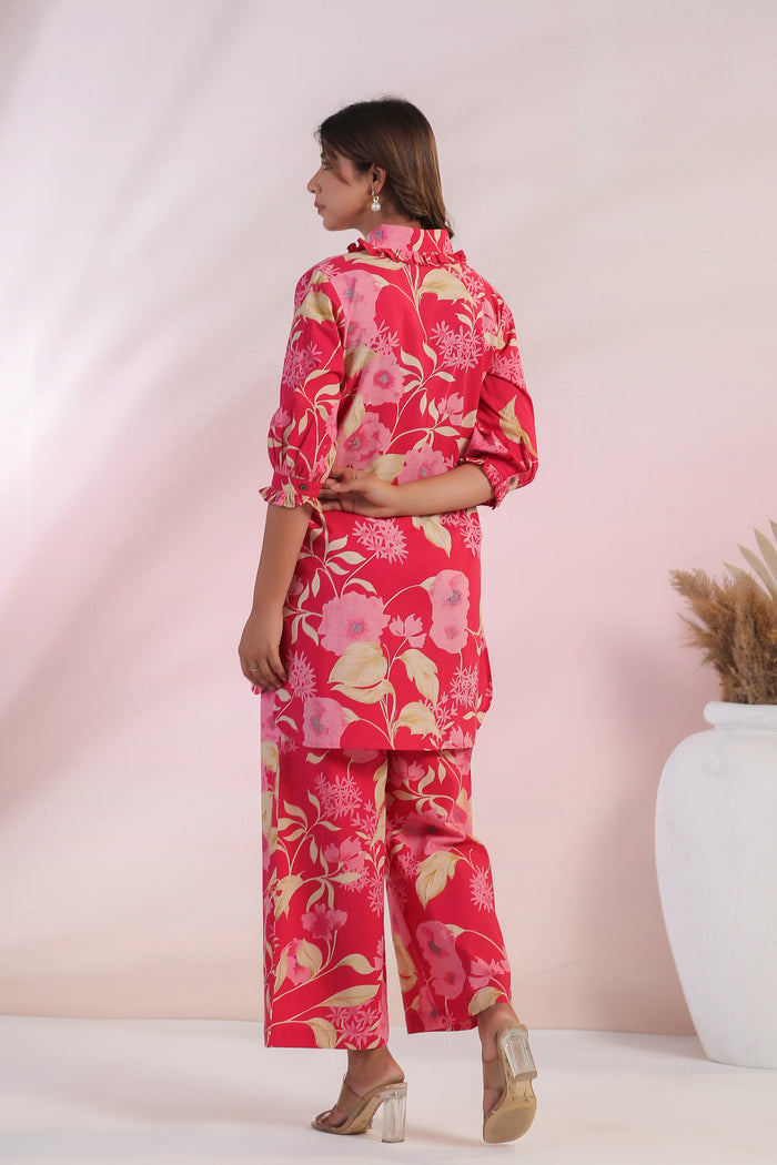 Curlicue Bloom Cotton Palazzo Loungewear Set