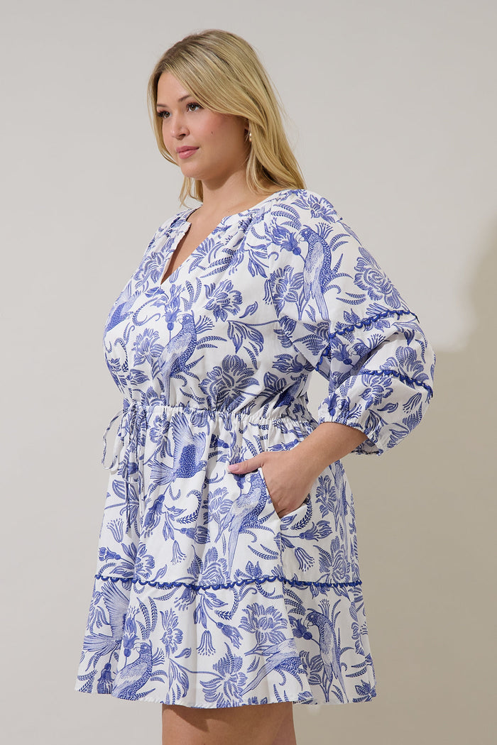 Dabria Split Neck Mini Dress Virda Floral Curve