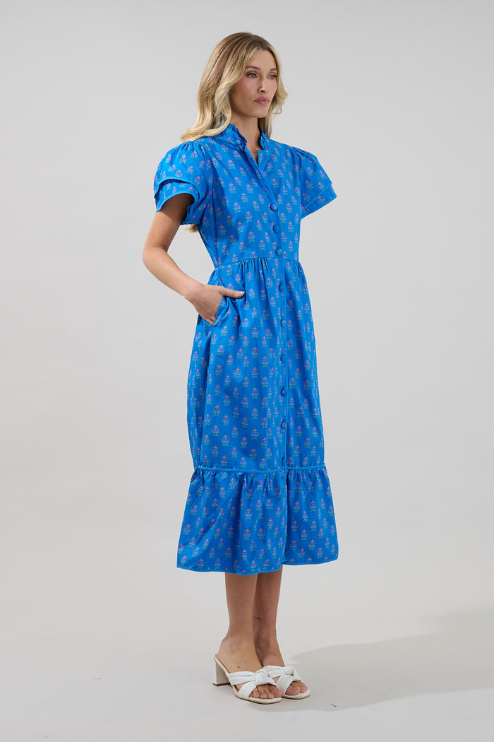 Davie Button Down Midi Dress Raidy Floral