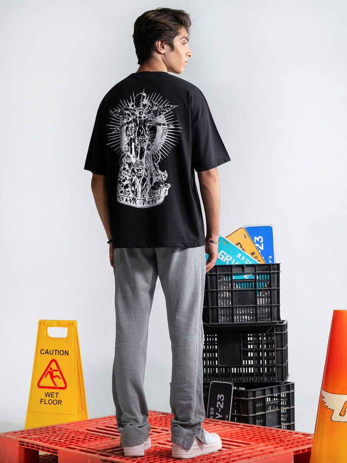 Death Note anime tee flat lay black graphic oversized Pakistan – GROOVY