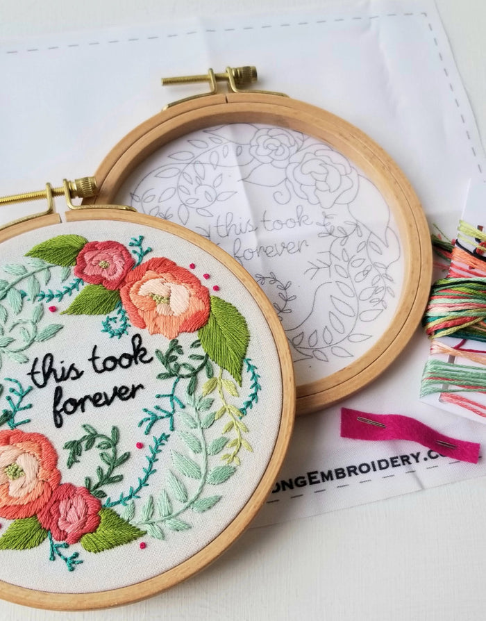 Delicate Roses Beginner Embroidery Kit, Jessica Long Embroidery